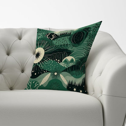 Abstract Green Moon Cushions