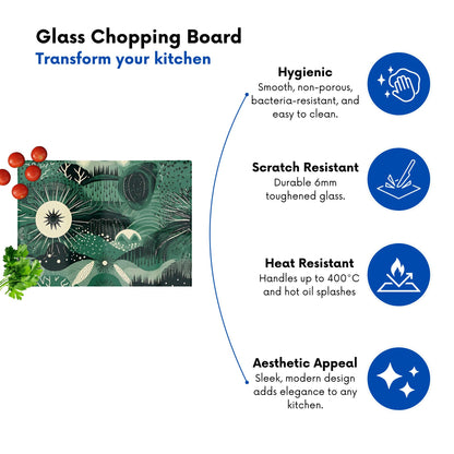 Abstract Green Moon Glass Chopping Board