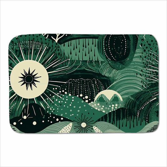 Abstract Green Moon Sherpa Blanket