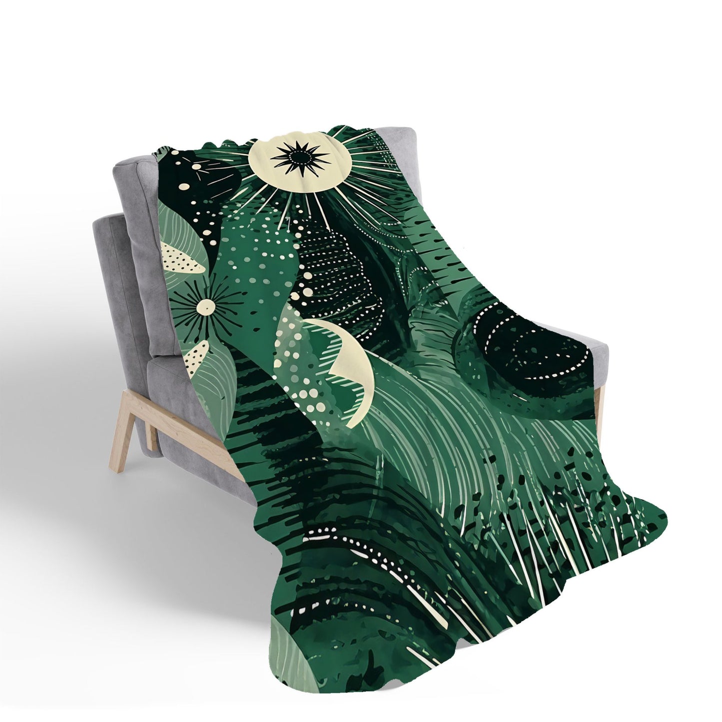 Abstract Green Moon Sherpa Blanket
