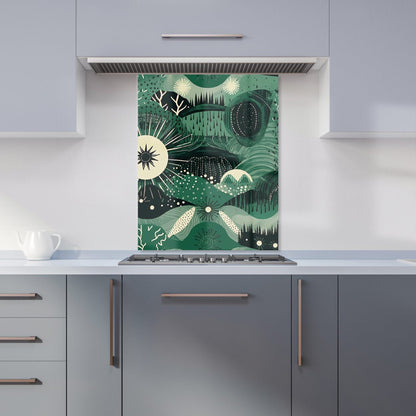Abstract Green Moon Kitchen Splashback