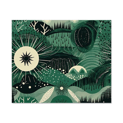 Abstract Green Moon Kitchen Splashback