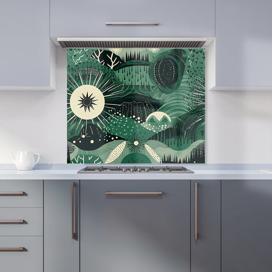 Abstract Green Moon Kitchen Splashback