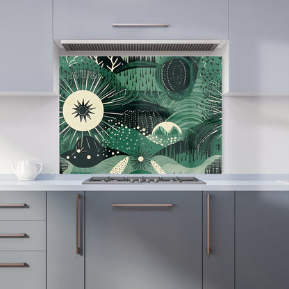 Abstract Green Moon Kitchen Splashback