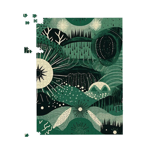Abstract Green Moon Jigsaw Puzzle