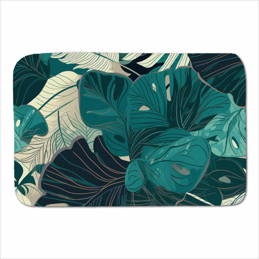 Tropical Green Leaves Sherpa Blanket