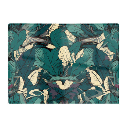Green Beige Tropical Leaves Glass Chopping Board