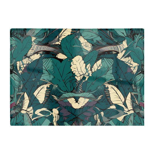 Green Beige Tropical Leaves Glass Chopping Board