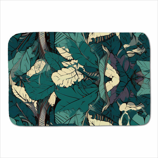 Green Beige Tropical Leaves Sherpa Blanket