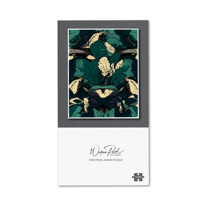 Green Beige Tropical Leaves Jigsaw Puzzle
