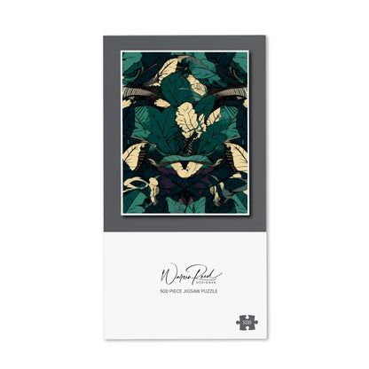 Green Beige Tropical Leaves Jigsaw Puzzle