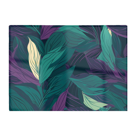 Green Purple Tropical Leaves Glass Chopping Board