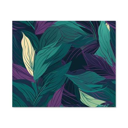 Green Purple Tropical Leaves Kitchen Splashback