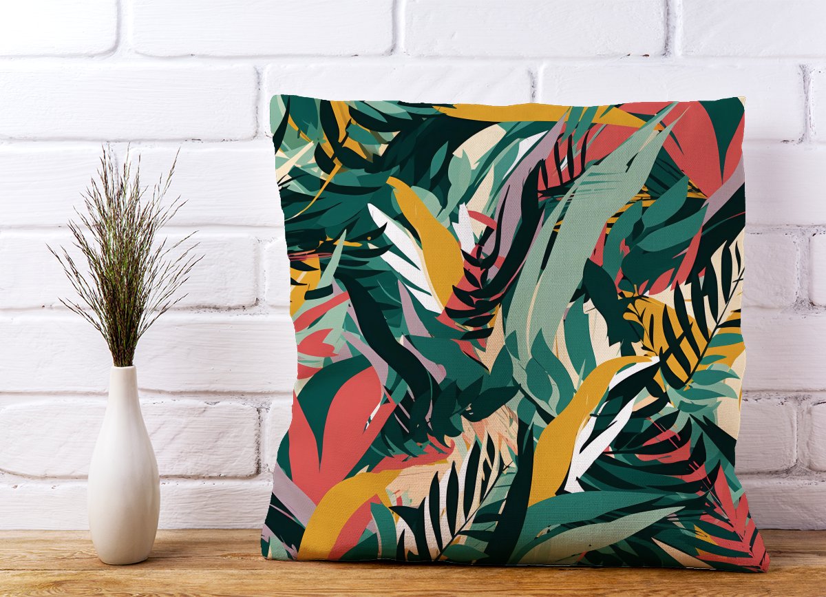 Coloured Tropical Leaves Cushions
