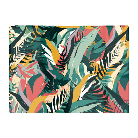 Coloured Tropical Leaves Glass Chopping Board