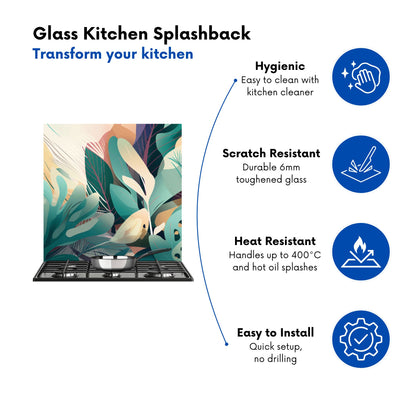 Abstract Tropical Leaves Kitchen Splashback