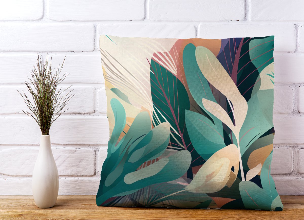 Abstract Tropical Leaves Cushions