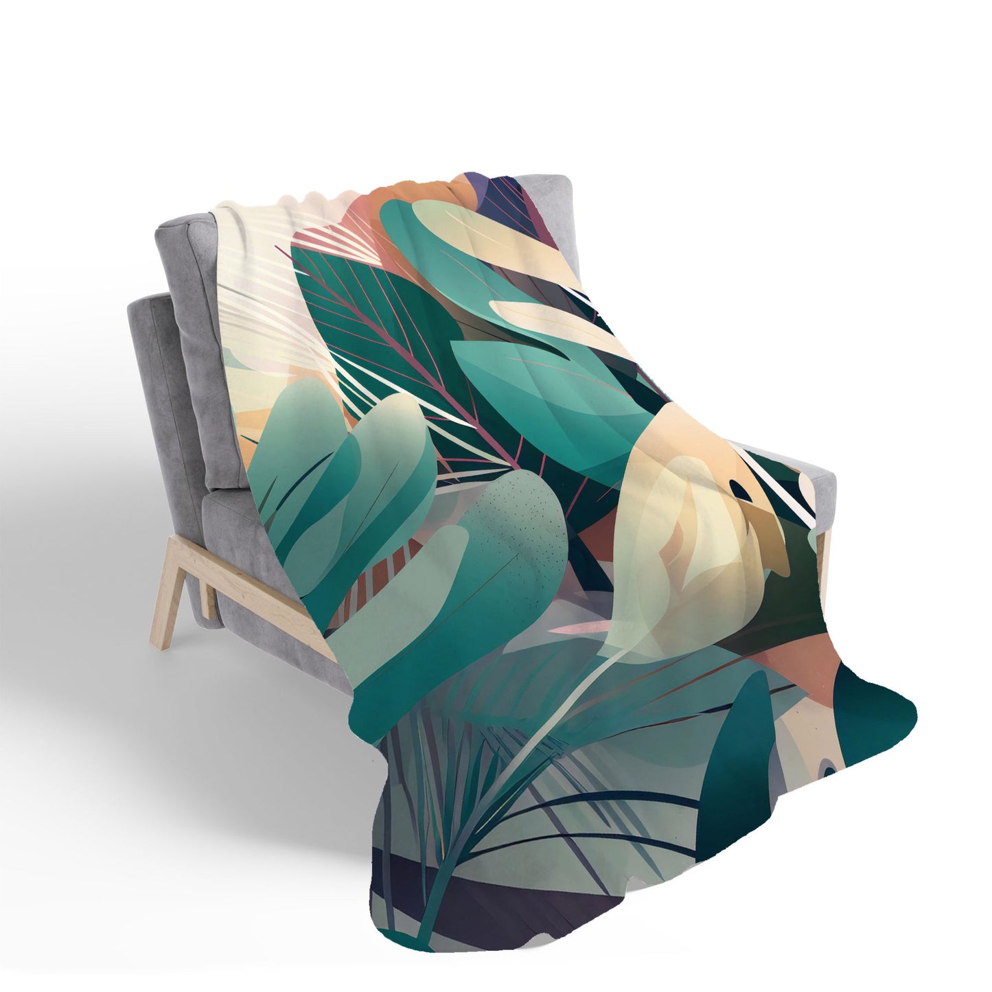 Abstract Tropical Leaves Sherpa Blanket