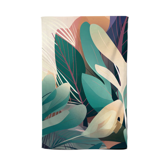 Abstract Tropical Leaves Tea Towel