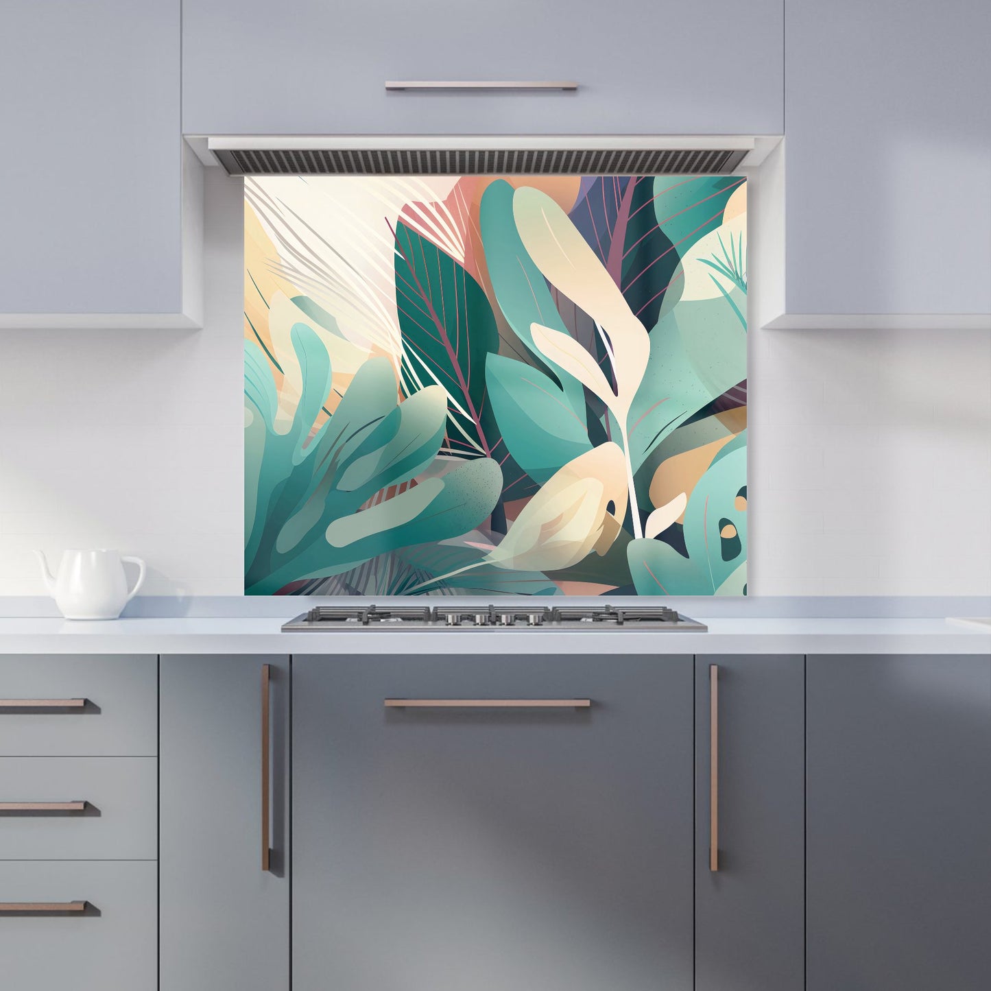 Abstract Tropical Leaves Kitchen Splashback