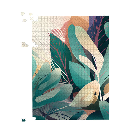 Abstract Tropical Leaves Jigsaw Puzzle