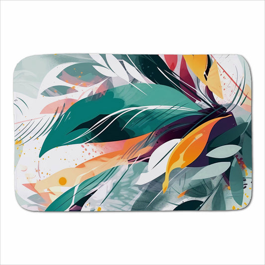 Coloured Abstrace Feather Leaves Sherpa Blanket