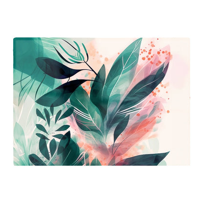 Green Feather Leaves Tropical Glass Chopping Board