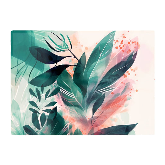 Green Feather Leaves Tropical Glass Chopping Board