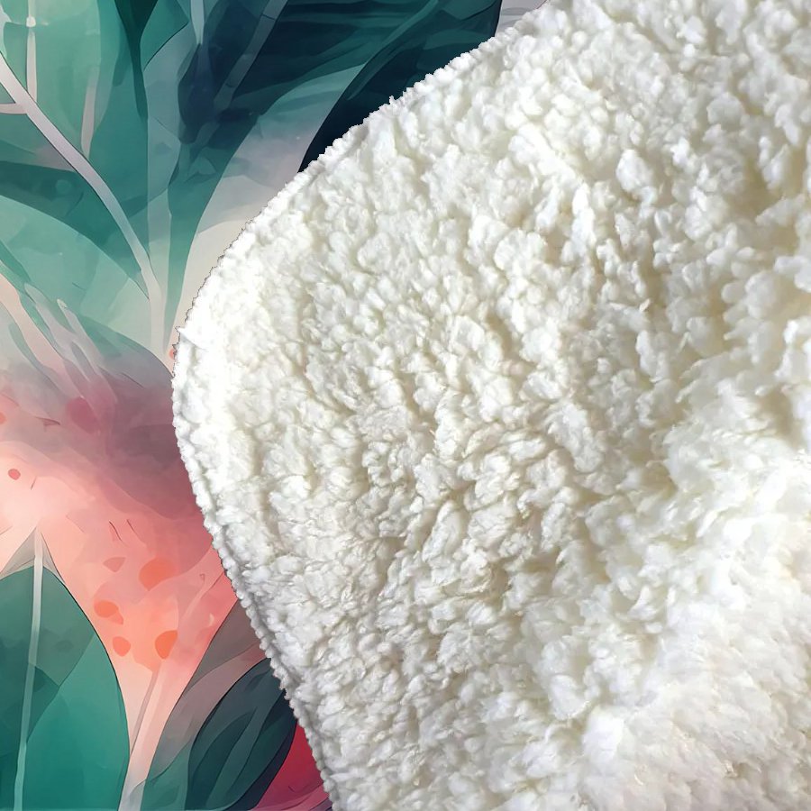 Green Feather leaves Tropical Sherpa Blanket