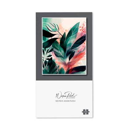 Green Feather leaves Tropical Jigsaw Puzzle