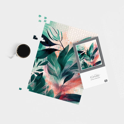Green Feather leaves Tropical Jigsaw Puzzle