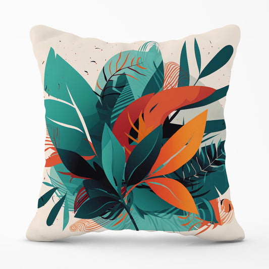 Green Orange Tropical Leaves Cushions