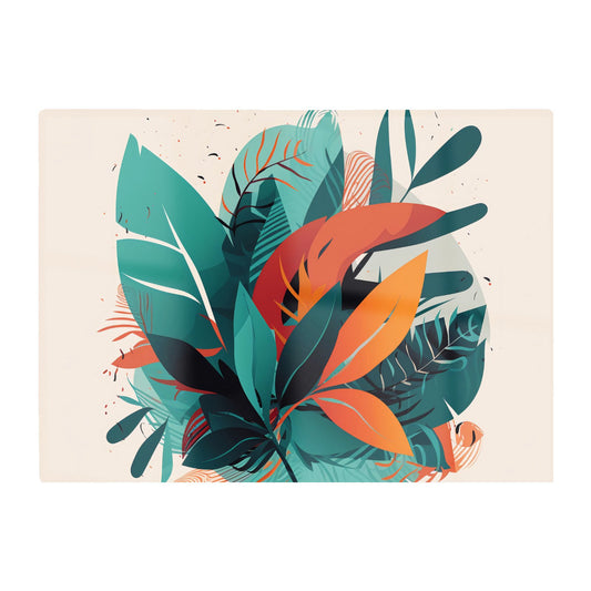 Green Orange Tropical Leaves Glass Chopping Board