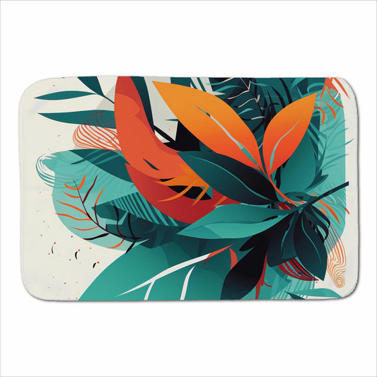 Green Orange Tropical Leaves Sherpa Blanket
