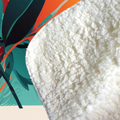Green Orange Tropical Leaves Sherpa Blanket