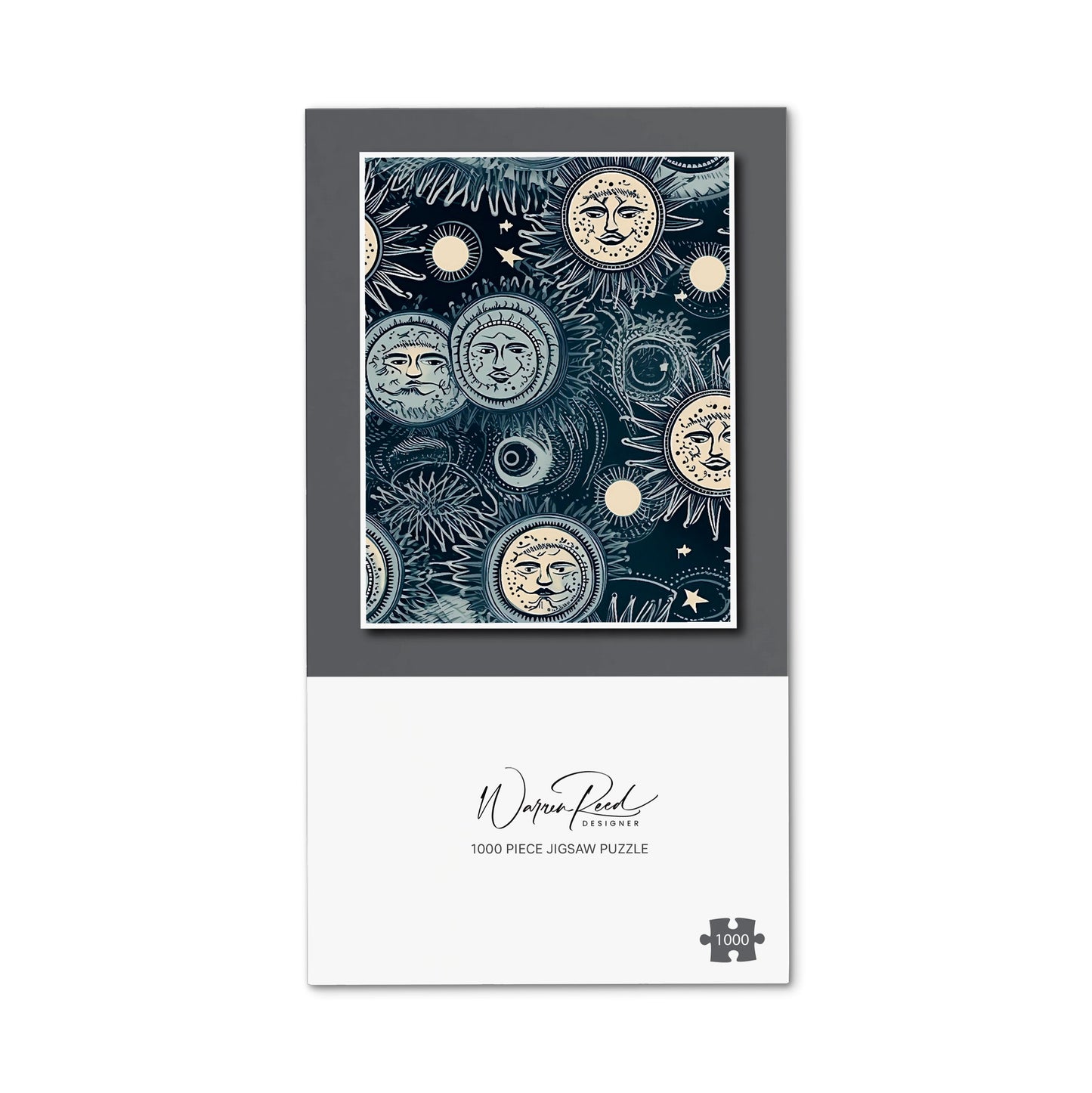 Silver Blue Moon and Stars Jigsaw Puzzle
