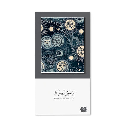 Silver Blue Moon and Stars Jigsaw Puzzle