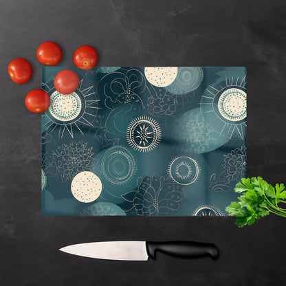 Blue Moon And Sun Glass Chopping Board