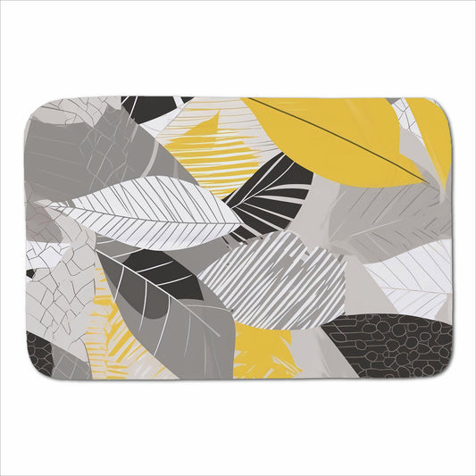 Grey Yellow Autumn Leaves Sherpa Blanket
