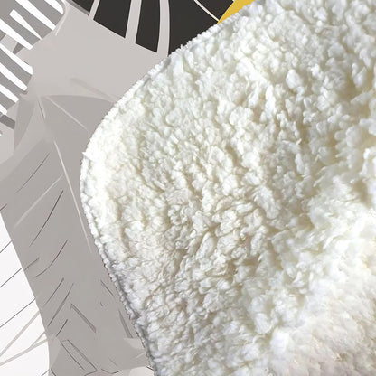 Grey Yellow Autumn Leaves Sherpa Blanket