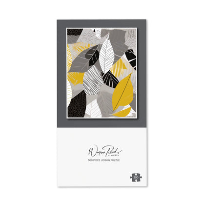 Grey Yellow Autumn Leaves Jigsaw Puzzle