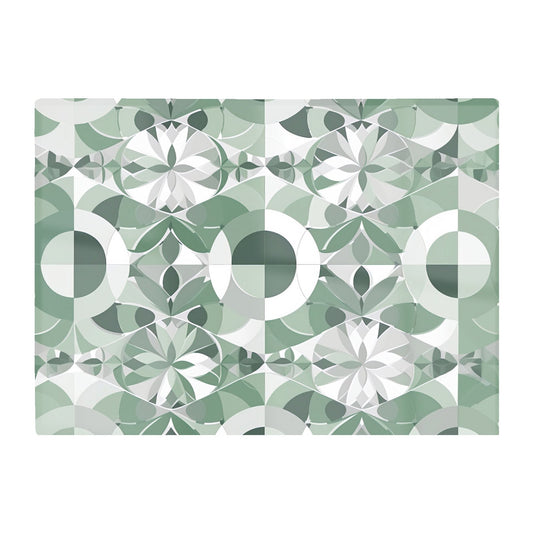 Geometric Pastel Green Glass Chopping Board