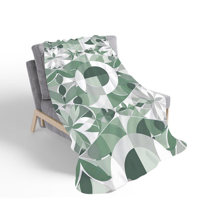 Geometric Pastel Green Sherpa Blanket