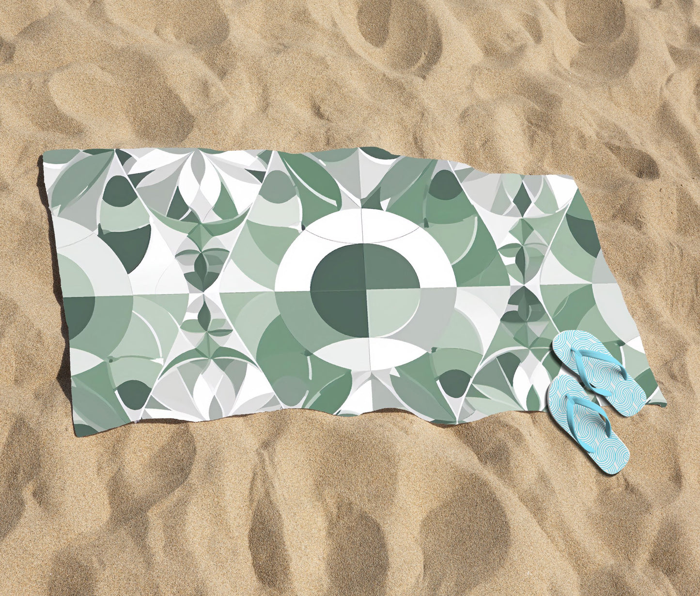 Geometric Pastel Green Beach Towel