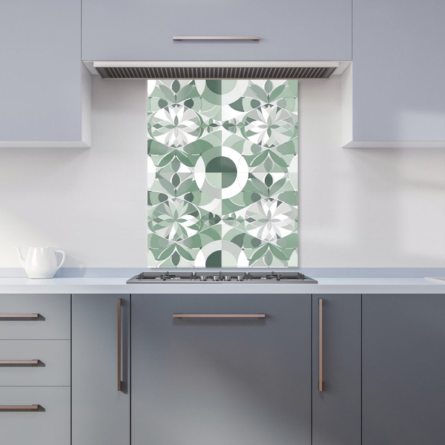 Geometric Pastel Green Kitchen Splashback