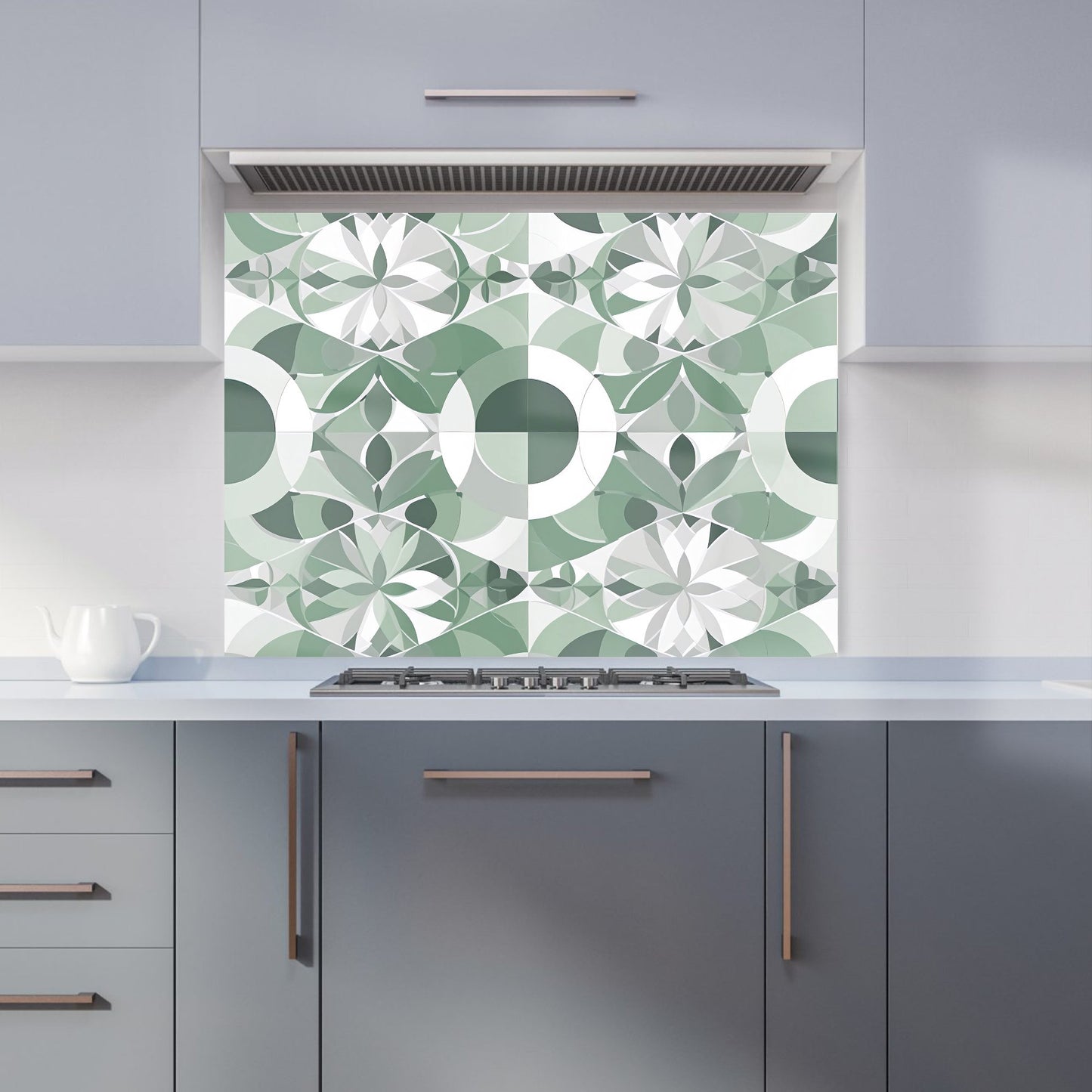 Geometric Pastel Green Kitchen Splashback