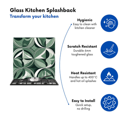 Geometric Green Black Kitchen Splashback