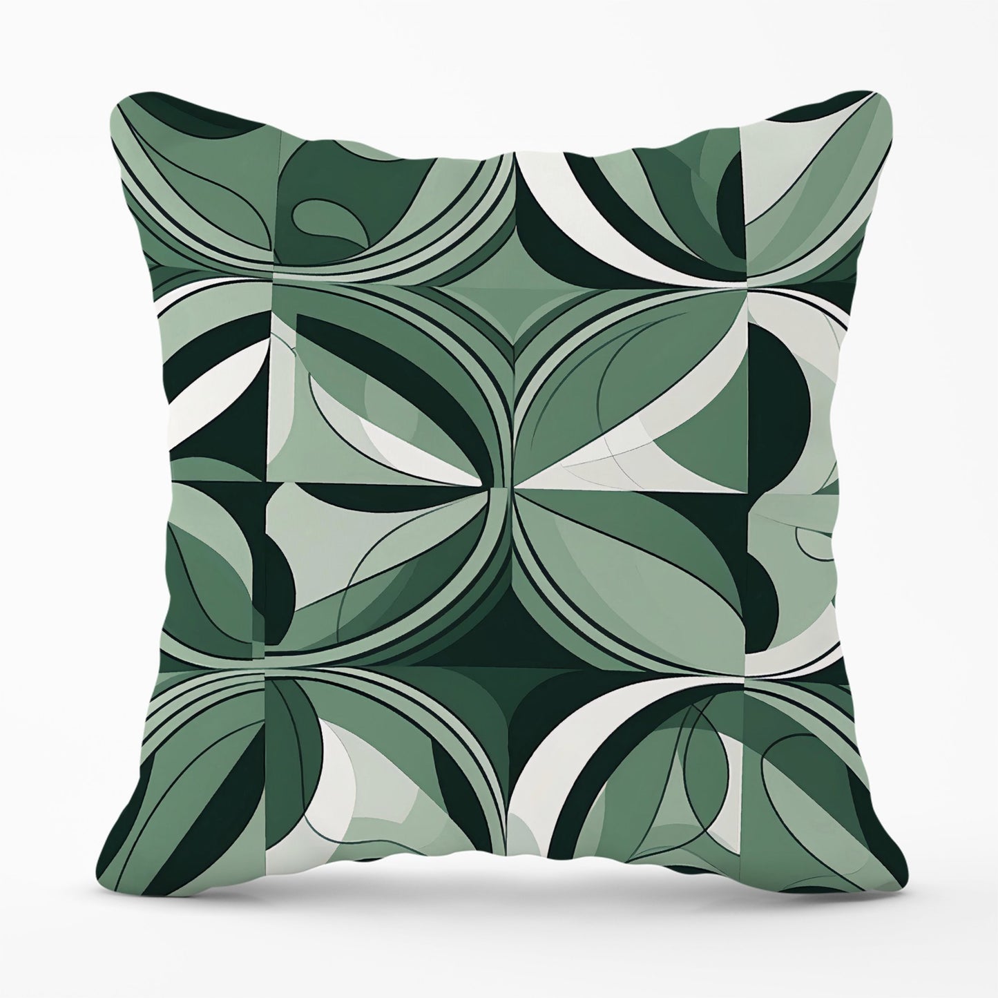 Geometric Green Black Cushions