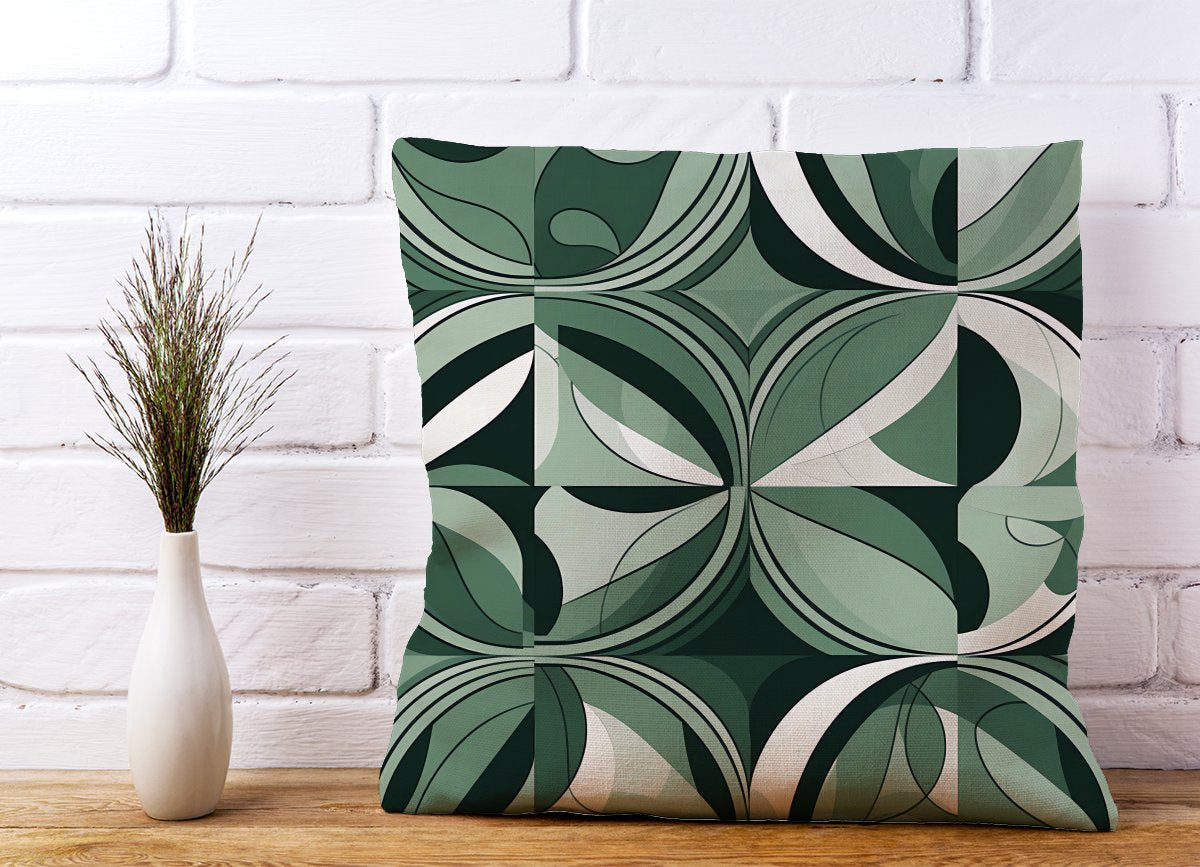 Geometric Green Black Cushions