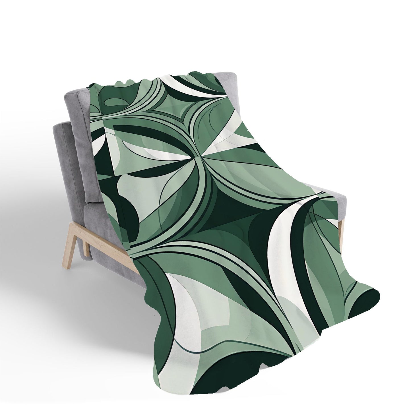 Geometric Green Black Sherpa Blanket